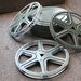 Vintage Mint Green Metal Film Reels and Canister Industrial Decor