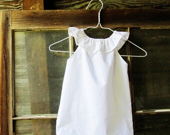 White or Ivory girls ruffle beach Dress size 6 months 12 months 18 months 2t 3t 4t 5t, flower girl dress, beach flower