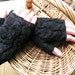 Charcoal knitted fingerless gloves / wrist warmers