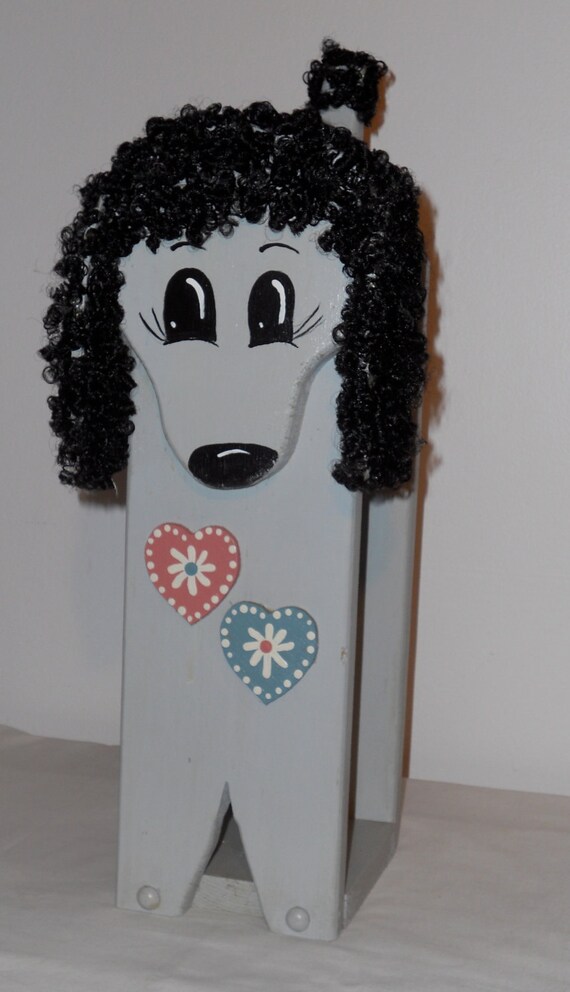 Items similar to Wooden Poodle Spare Toilet Paper Holder on Etsy
