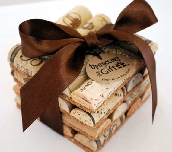 Upcycled Wine Bottle Cork Coasters set of 4