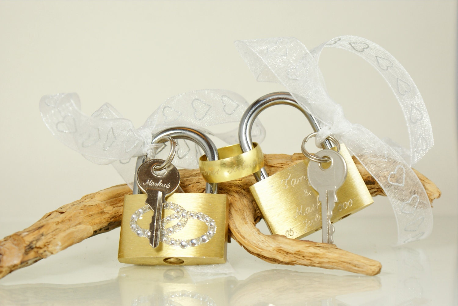 Engraved Love Padlock Set Wedding Day WeddingLaceRings
