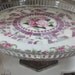 Broken China MOSAICS CAKE PLATE - Vintage China Mosaic Cake Plate- Glass Fluted Edge-Pink Floral Vintage China- Beautiful Pink Flowers