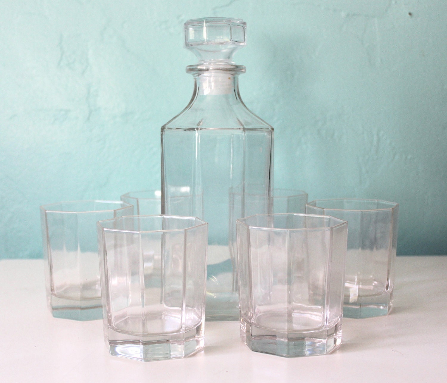 French Luminarc Decanter and 6 Glasses