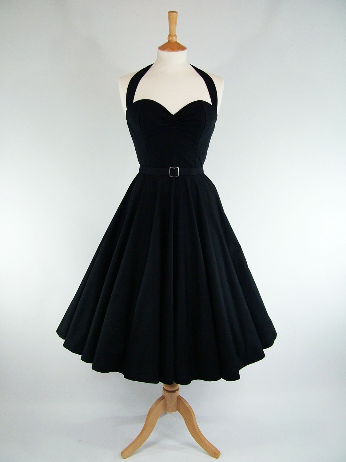 Made To Measure Black Full Circle Skirt Dress by GinAndSinLondon