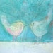 LOVE BIRDS art, Original Pastel drawing, birds Painting, Blue Painting, pastel colors, fine art illustration, love couple, Nursery Decor