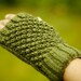 Fingerless gloves in grass green with fleece lining