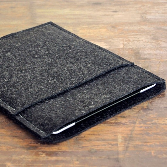 Charcoal Grey iPad 3 HD ipad 2 sleeve 100% Wool Felt Sleeve