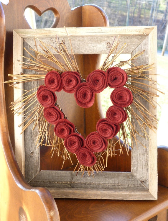 Rustic Valentine's Day Heart Shaped Wreath with by marigregory