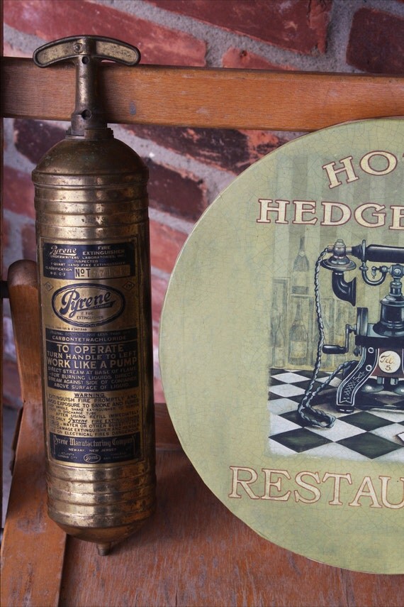 Antique Pyrene brass fire extinguisher
