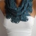 Dark Teal Blue Lace Scarf- Shawl Headband - Cowl with Lace Edge