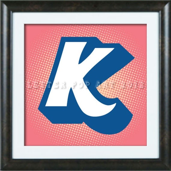 Alphabet Pop Art Print Using Kool Aid Logo Letter K