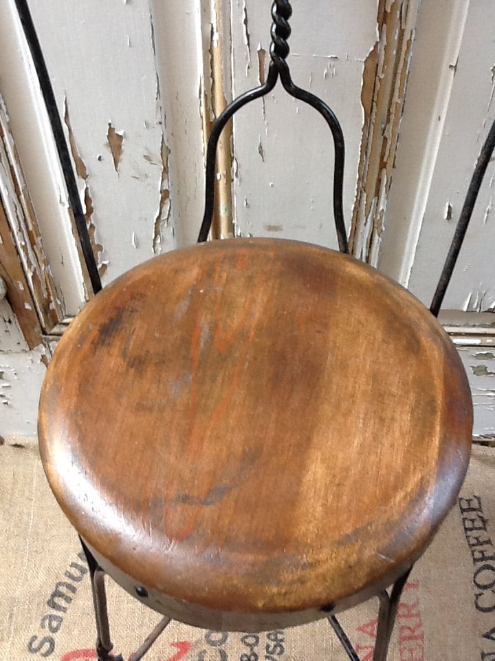 Antique Iron & Wood Ice Cream Parlor Chair