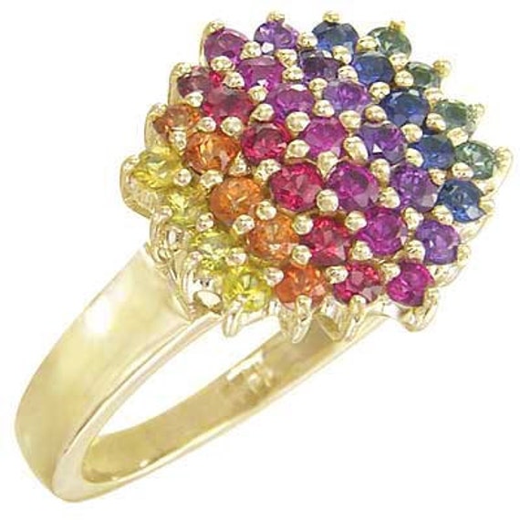 multicolor rainbow sapphire engagement wedding ring 18k yellow gold sku 1584 18k yg - Rainbow Wedding Rings multicolor rainbow sapphire engagement wedding ring 18k yellow gold sku 1584 18k yg - Rainbow Wedding Rings
