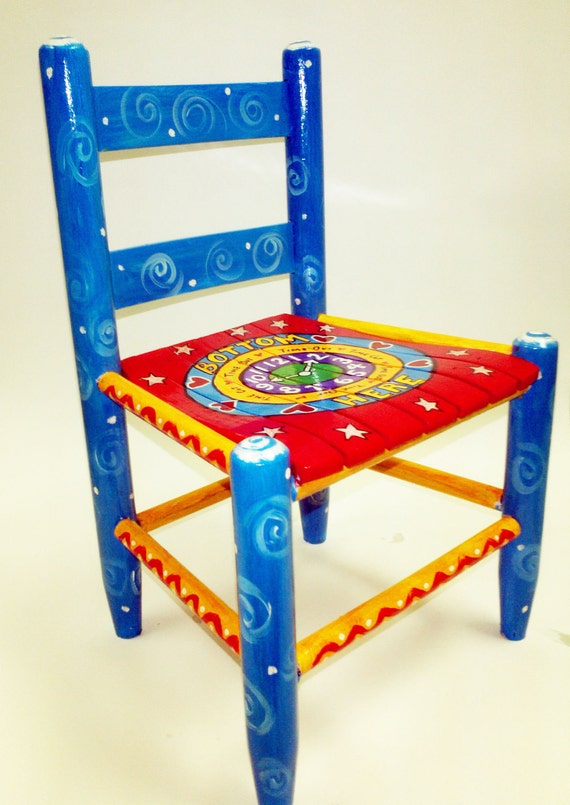 Children's Custom Time Out Chair with Clock. by RockinThePaint