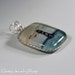 Sterling Silver Wire Wrapped Fused Glass Pendant in Soft Blue, Green, and Orange with a Hand Drawn Lighthouse and Birds