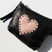 SALE Medium Size Black and Pink LOVE Heart Pouch Makeup Bag Date Kit Artist Bag with carry strap SALE