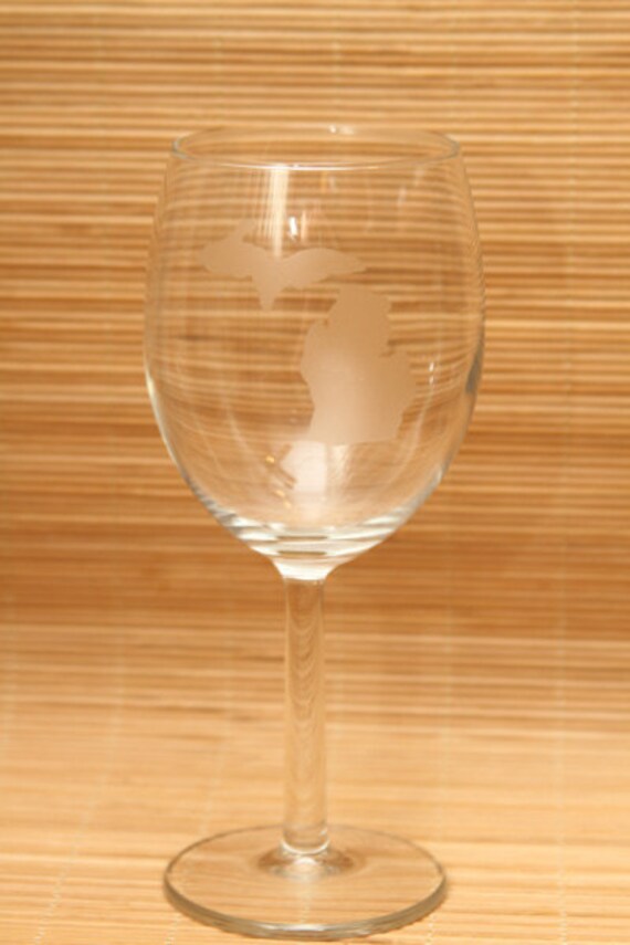 Michigan Etched Wine Glasses