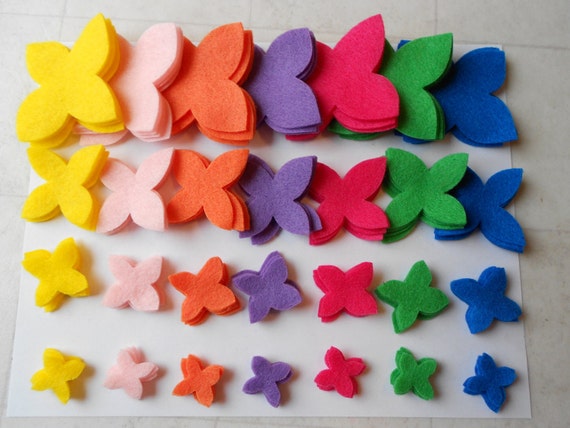 112 die cut out flower pieces spring color mix felt crafts