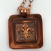 DEADSTOCK 1950's Vintage Copper Pendant Necklace with Fleur de Lis design New Old Stock