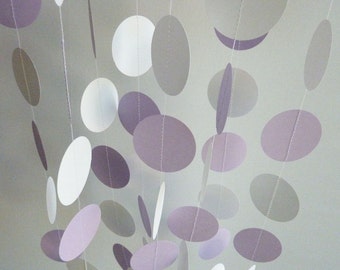 Paper Garland, Lavender, Lilac, Purple, White, WEDDING, NURSERY, Baby, Birthday