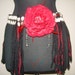OOAK Red and Black Cowrie Shell Flower yarn Tribal Belly Dance Belt