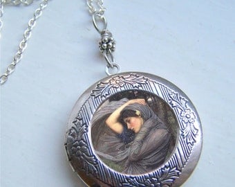 Art Nouveau Locket, Waterhouse, Photo Locket, Antique Silver