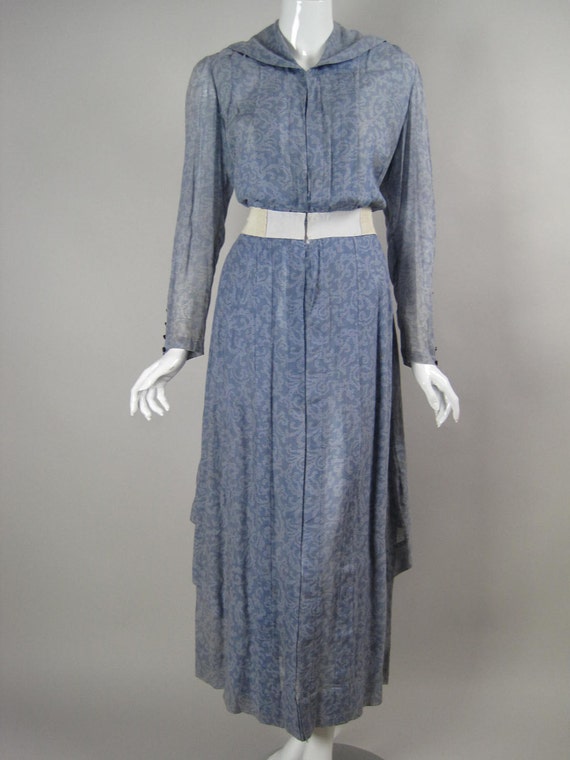 Vintage Early 1900s Teens EDWARDIAN DAY DRESS Powder Blue