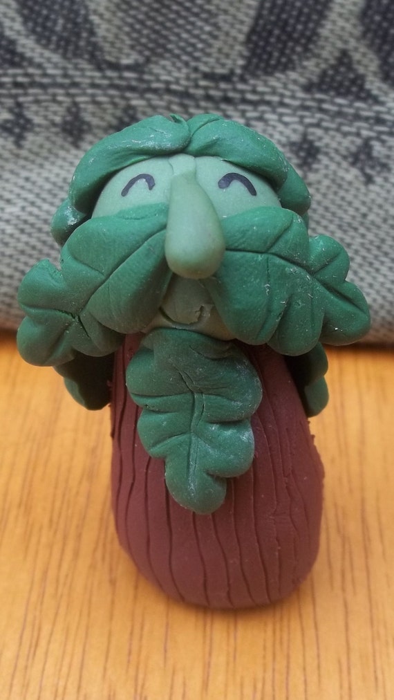 Items similar to Handmade Polymer Clay Green Man Figurine on Etsy