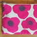 Poppies pouch in fuchsia - screen printed and handmade