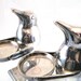 Two Art Deco Penguin Book Ends, Penguin With Tray Candle Holder, Book Ends, Chrome Penguins