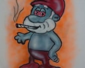 Items similar to Papa smurf smoking weed Airbrush Tshirt all sizes kids ...