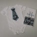 Bicycle Tricycle Burp cloth and Tie Onesie Set Personalized Great Personalized Baby Gift for Boys