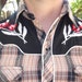 Karman Western Wear Plaid Vintage Shirt With Embroidered Red Roses, Black Pearl Snaps