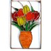 Stained glass panel tulip bouquet red orange yellow