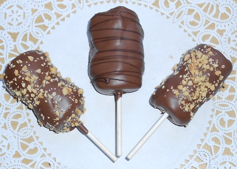 Chocolate Covered Caramel marshmallows on a stick Wedding