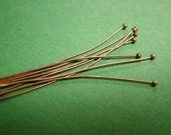 50pc 50mm 0.5mm antique copper round head pin-405 A