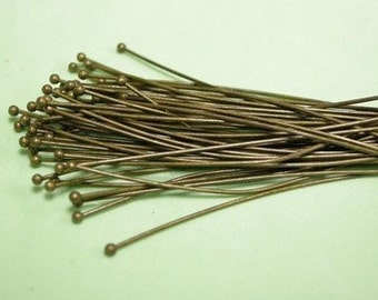 50pc 35mm gauge 24 antique bronze round head pin-2762