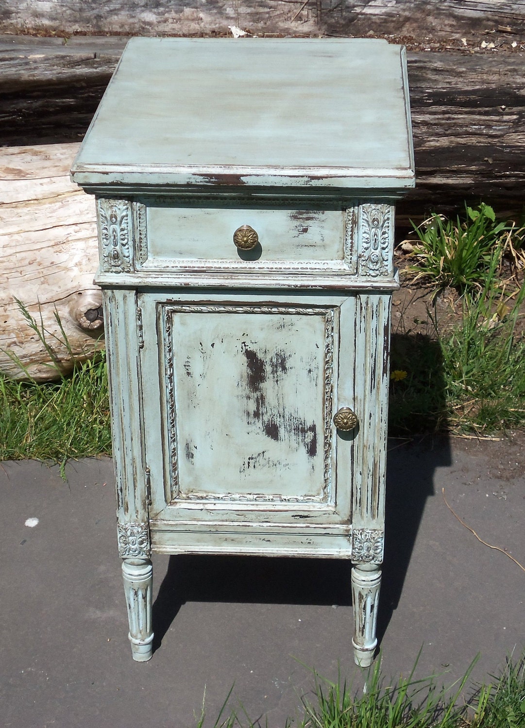 RESERVED Shabby Chic end table/ cabinet by EnterpriseAmericana