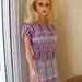 Barbie clothes - Mauve and blue short sleeved top and pencil skirt