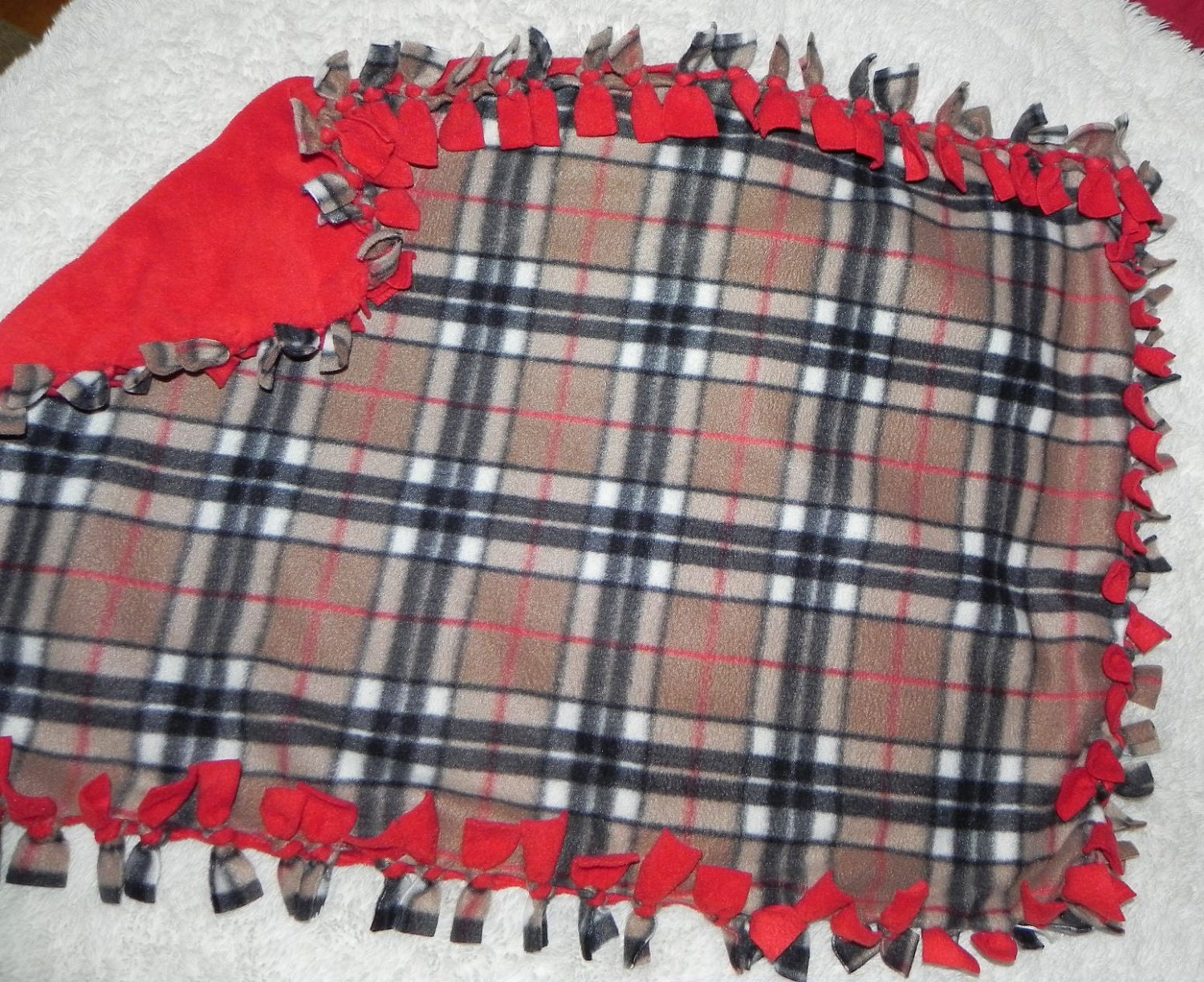 Burberrystyle Polar Fleece Tied Blanket