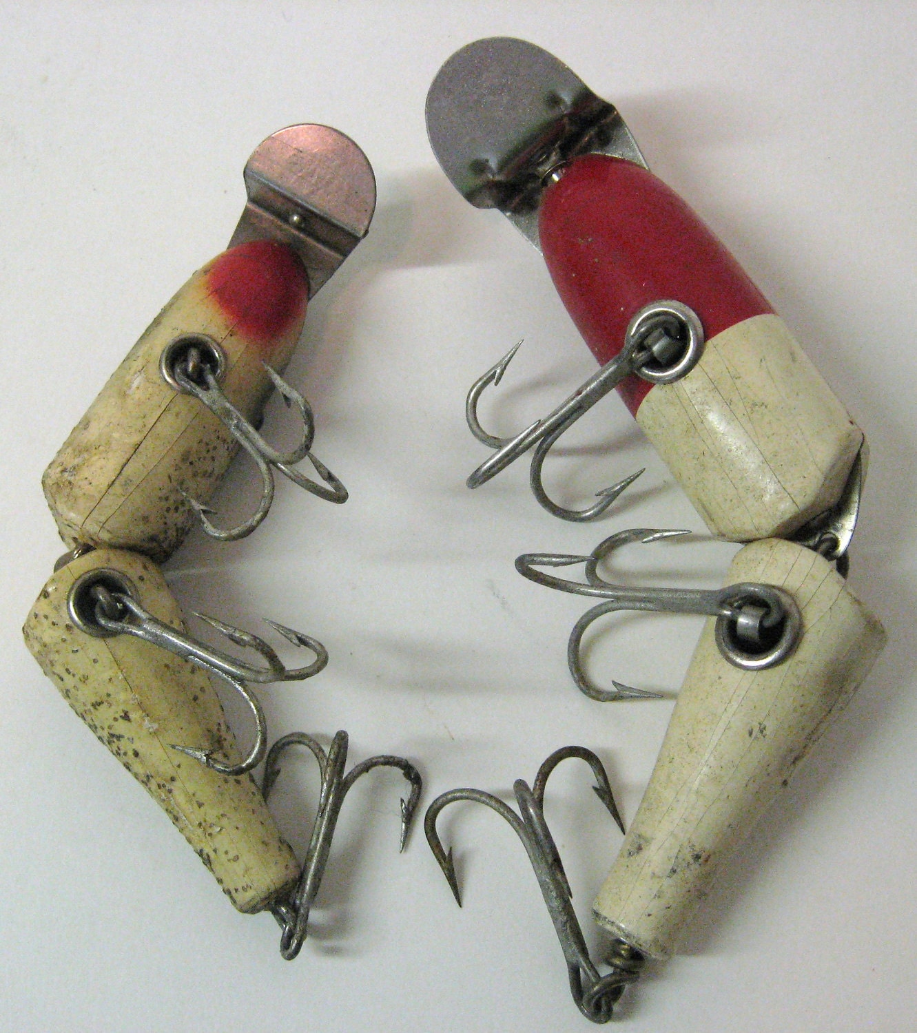 Vintage wooden fishing lures jointed Creek Chub Bait Co