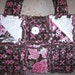 Patchwork Rag Quilt Purse Tote Diaper Bag Pink and Brown and White Glitter Print