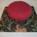 Zafu and Zabuton Set. Black Background with Deer and Heron Zabuton. Red Zafu. Covers Only.