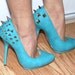 Turquoise Teal Spiked Heels