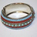 Vintage Bracelet Turquoise Coral Hinged Bangle Bracelet
