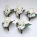 White real touch rose boutonnieres, five wedding boutonnieres, buttonhole, destination wedding, groom groomsmen father
