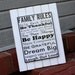 Small Family Rules Wall Art on White Distressed Wood Frame