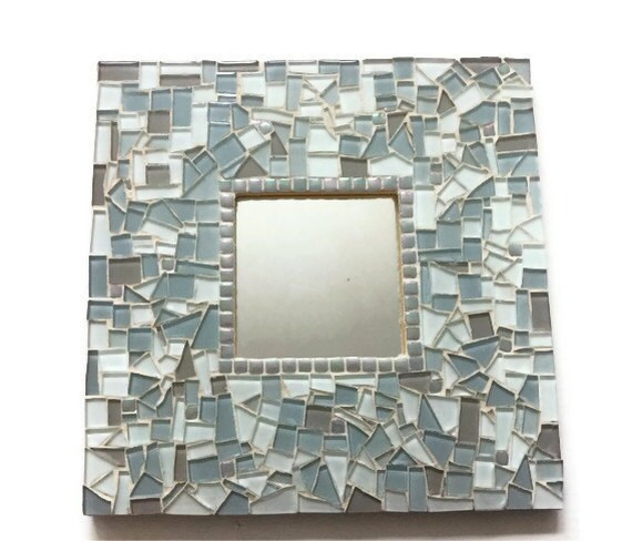 Mosaic Wall Mirror Square Neutral Beach by GreenStreetMosaics
