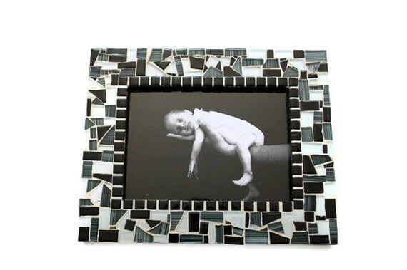 Picture Frame Mosaic Black and White by GreenStreetMosaics on Etsy